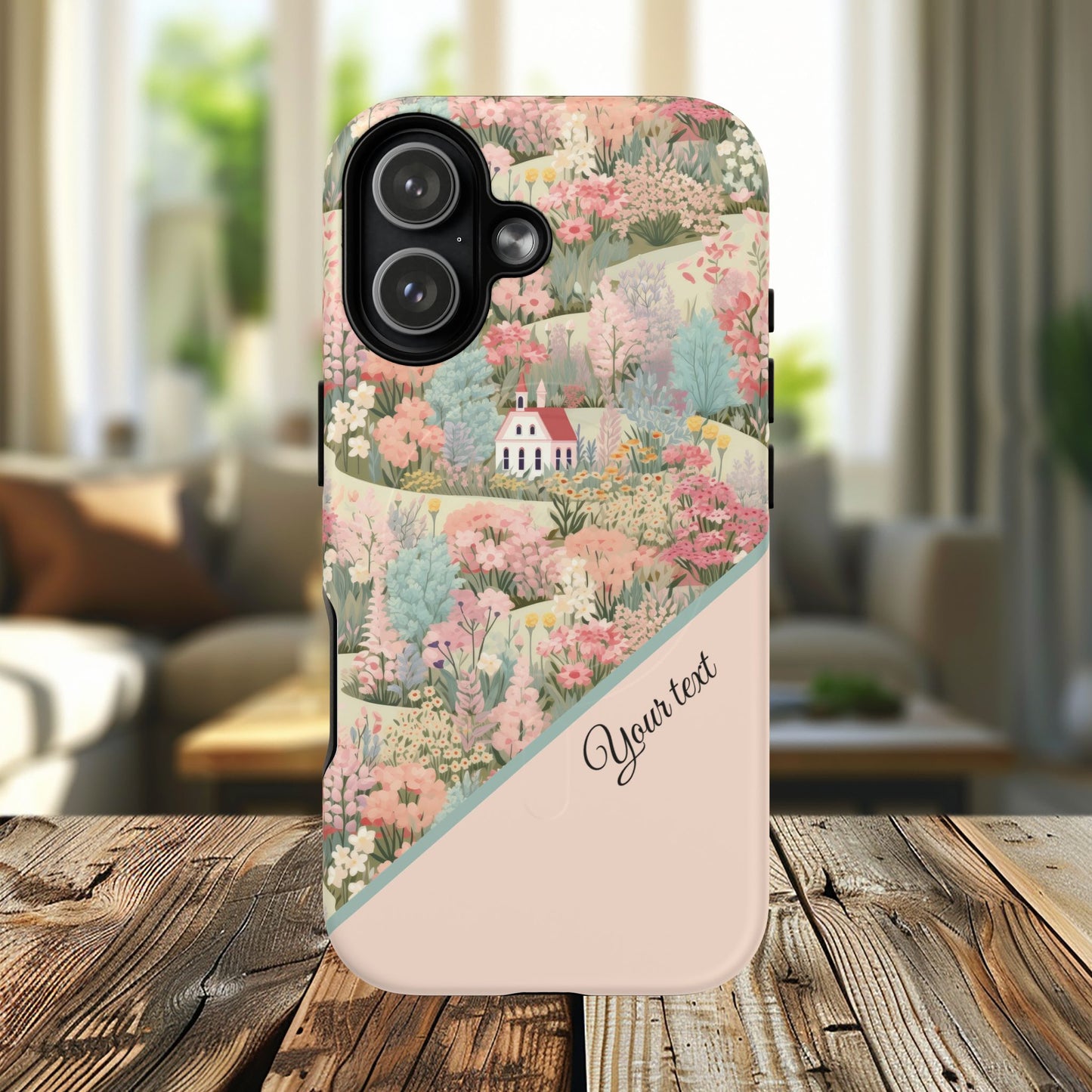 Blush Bloom Village Tough Magnetic MagSafe®Case, Durable Protection, Unique Gift for Nature Lovers,  iPhone® 13, 14, 15, 16, 17, Pro, Pro Max, Plus Cases.