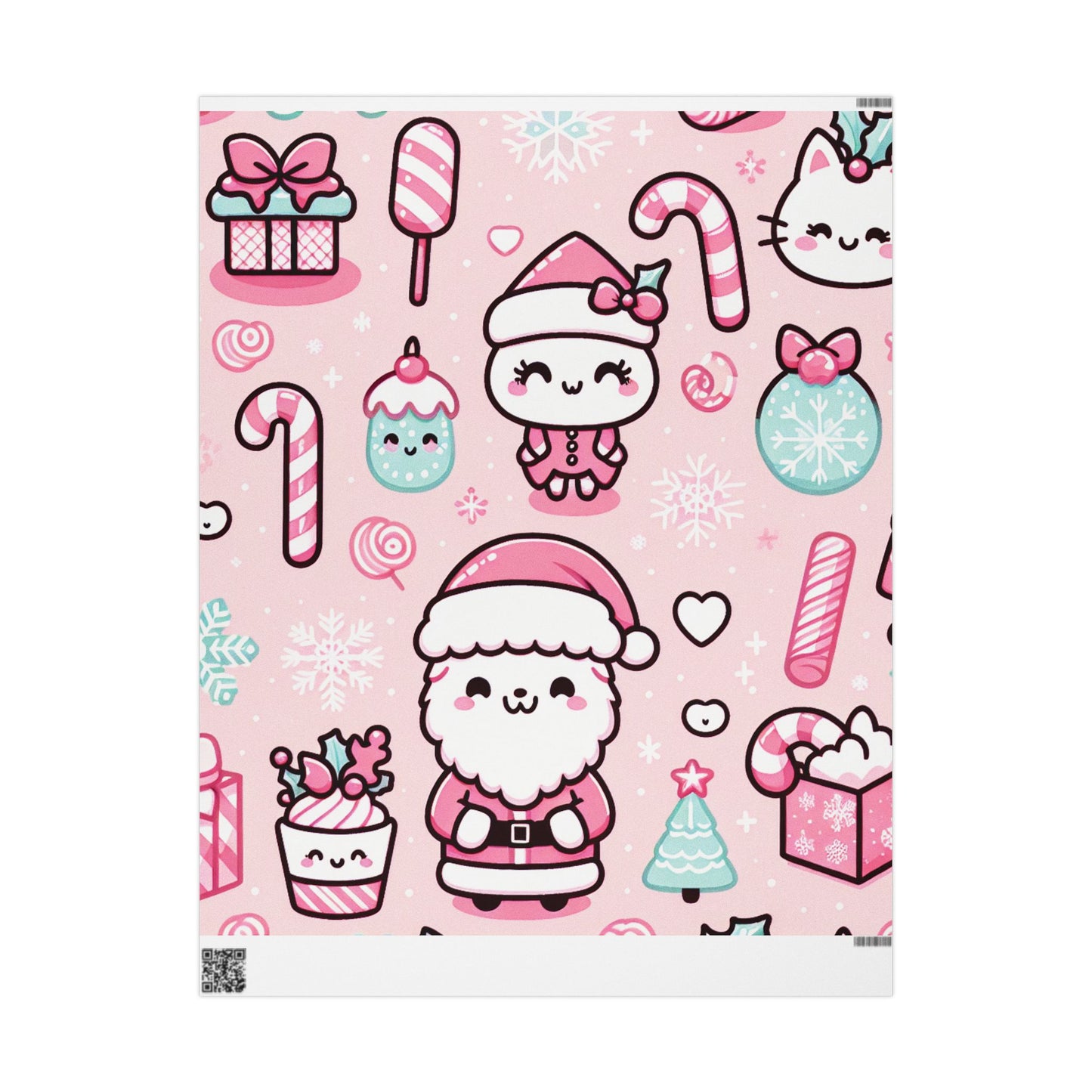 Wrapping Papers - Pink Santa Claus Holiday Collection - Matte or Glossy Finish - 90gsm Paper