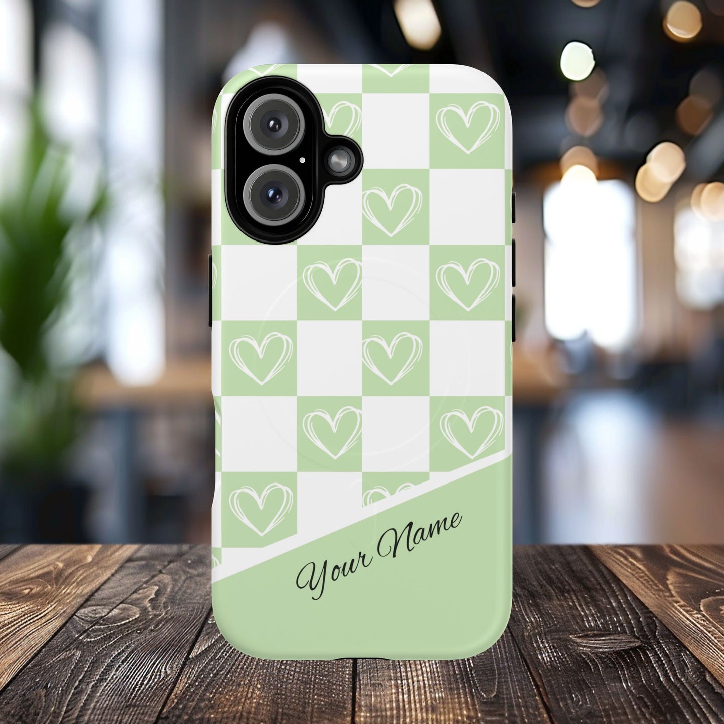 Personalized Chic Heart Pattern iPhone Case | Tough Magnetic Cases, Stylish iPhone Protection, Gift for Her, Trendy Accessories, Everyday Use