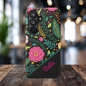 Personalized Floral Fantasy Samsung and Google Pixal Phone Case – Personalized Tough Cases with Colorful Garden Design