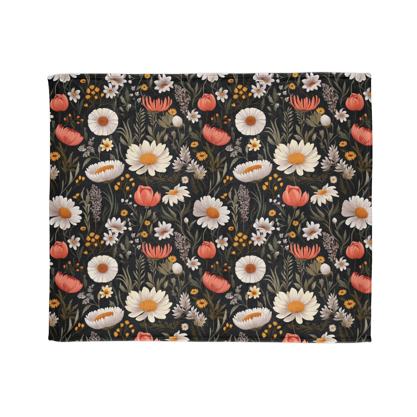 Blossom Elegance: Noir Garden Soft Minky Blanket''