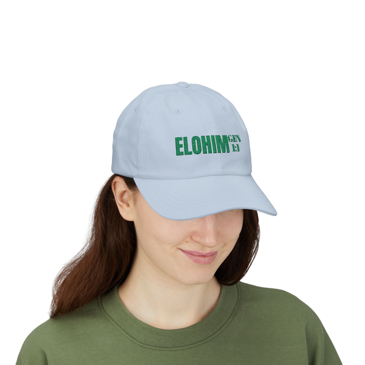 Classic Embroidery Dad Cap with 'ELOHIM, GENESIS 1:1' - Faith-Based Hat, Casual Wear, Gift for Dad, Christian Accessory, Summer Fashion