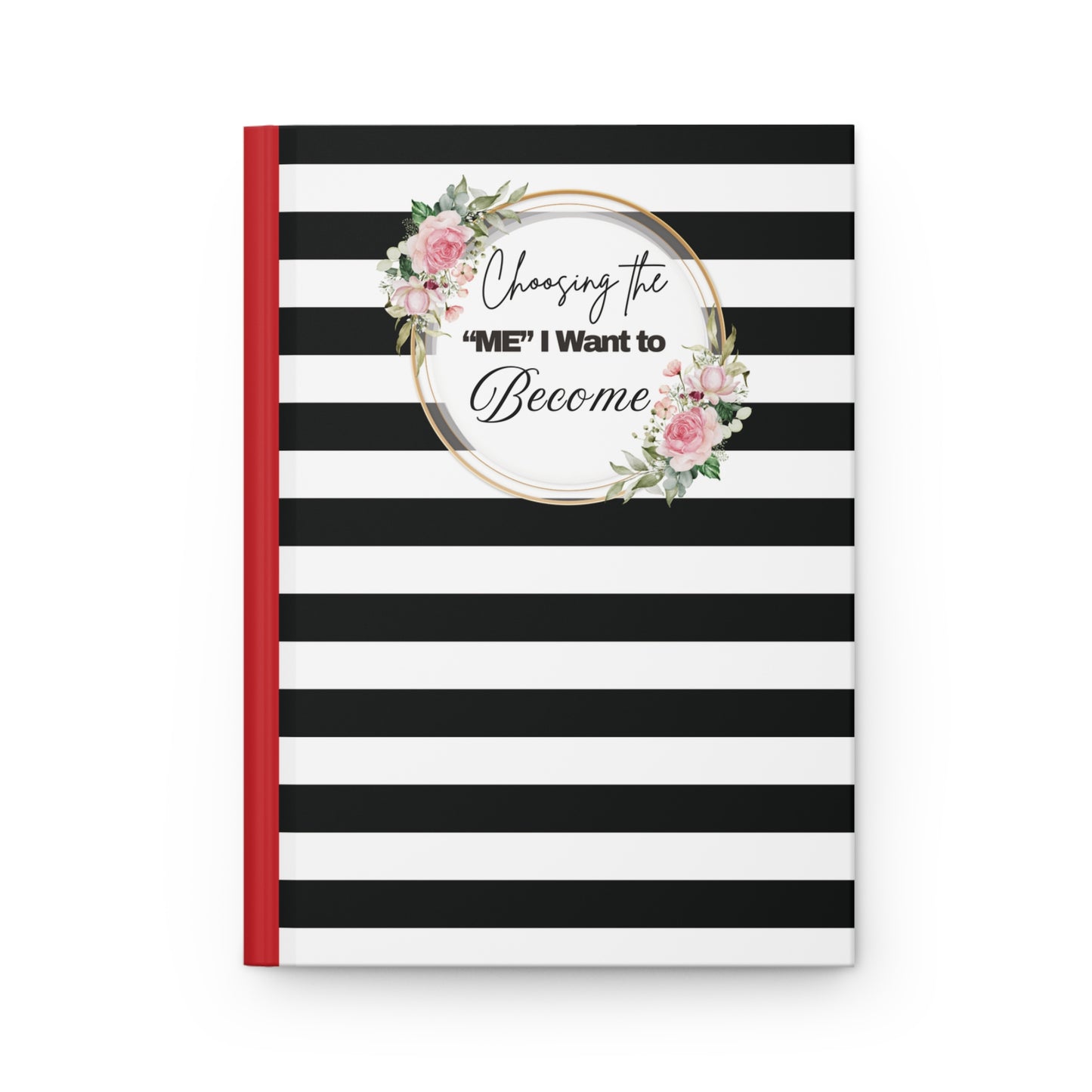 Motivational Hardcover Journal, Elegant Striped Notebook, Goal Setting Planner, Self-Improvement Diary, Gift for Women