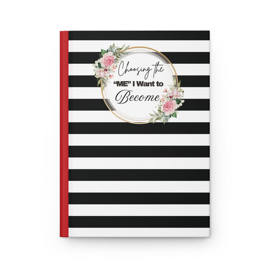 Motivational Hardcover Journal, Elegant Striped Notebook, Goal Setting Planner, Self-Improvement Diary, Gift for Women