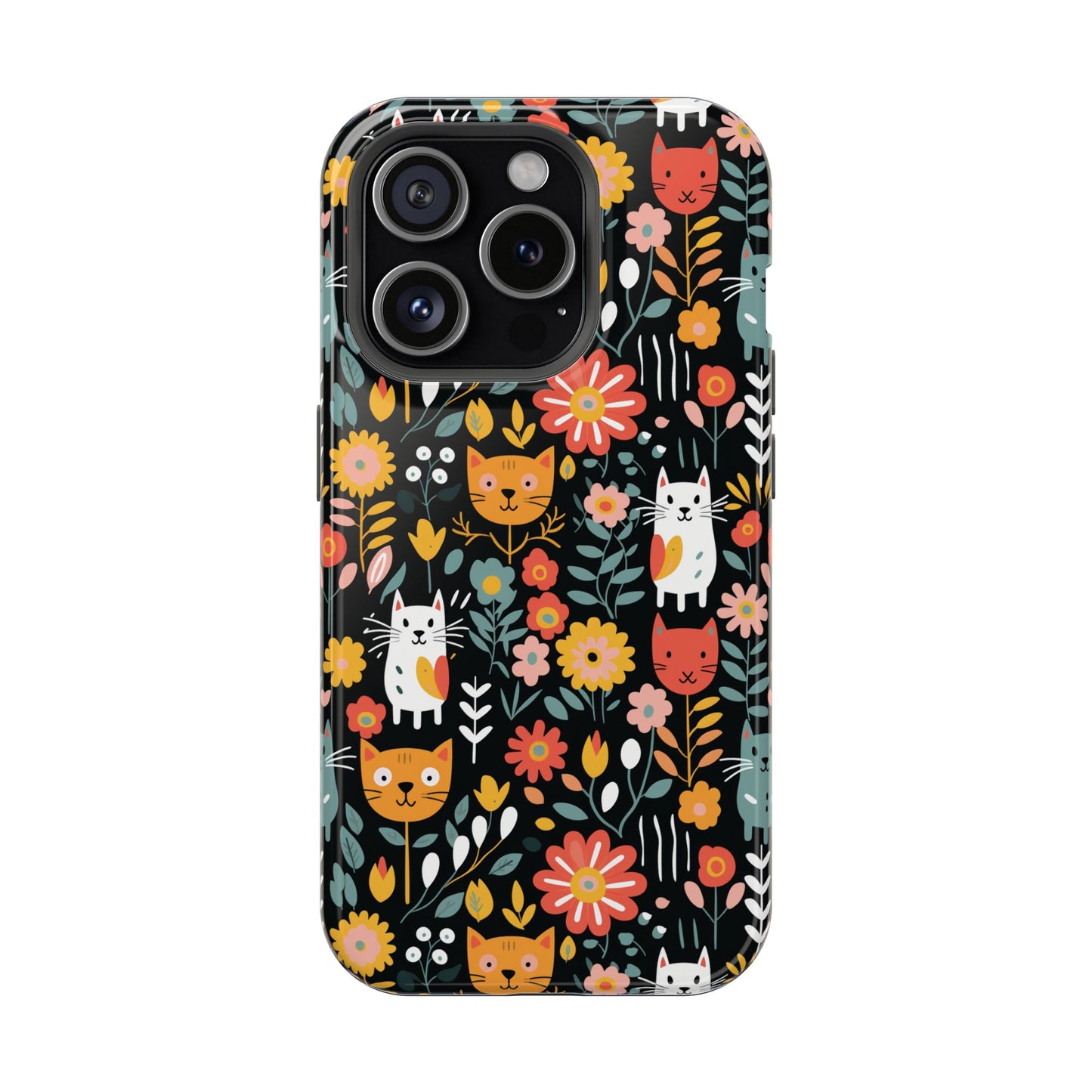 Whimsical Feline Garden Magnetic Tough iPhone Cases