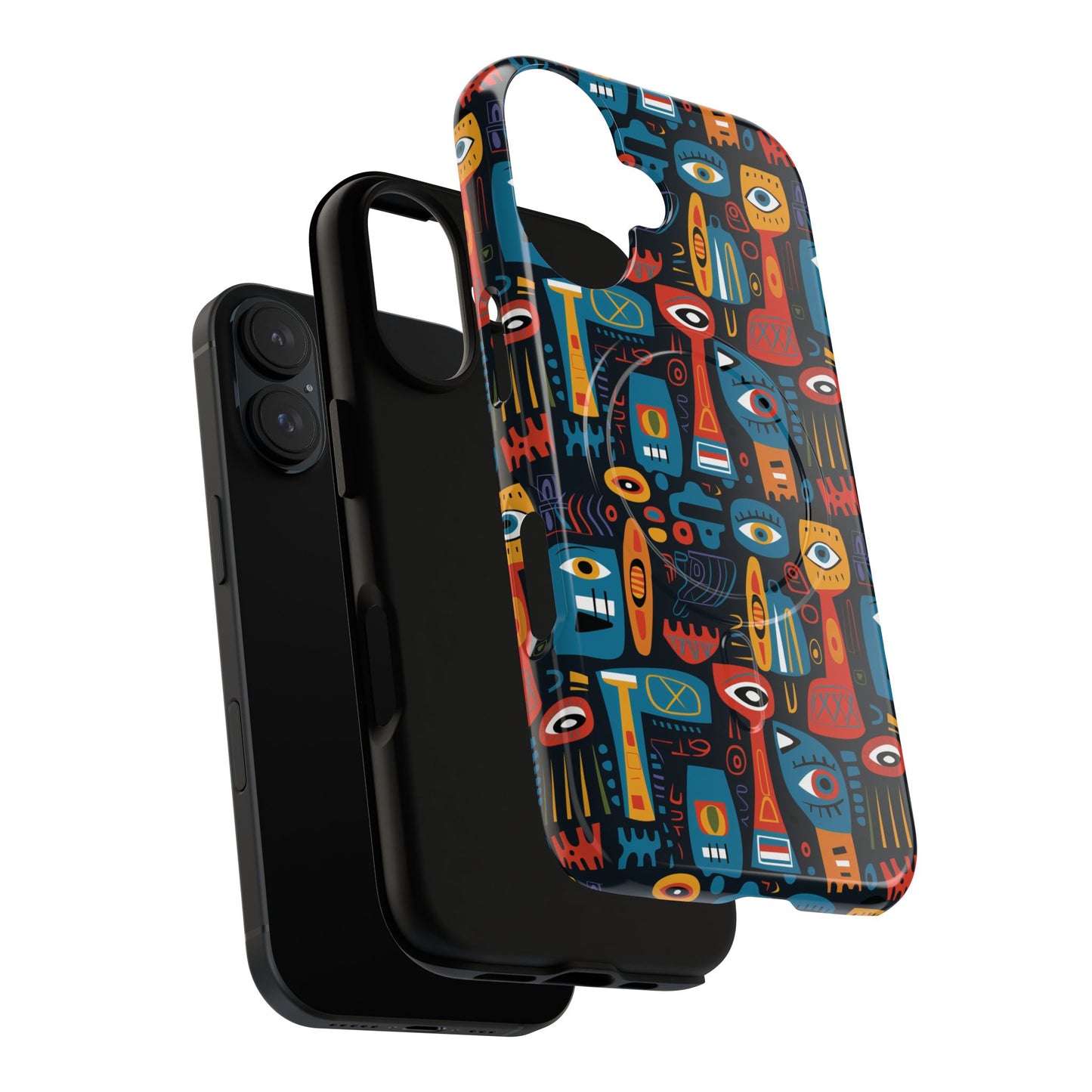 Urban Totem Vibe Tough iPhone Magnetic Case, Colorful Bohemian Art, Unique Gift for Him/Her, Holiday Accessory, iPhone Protection, MagSafe iPhone Case.