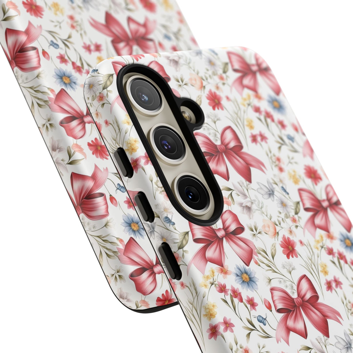 Personalized Rosette Coquette Phone Case - Custom Name/Message 'I Am Stronger Than The Storm' Floral Bow Protective Case