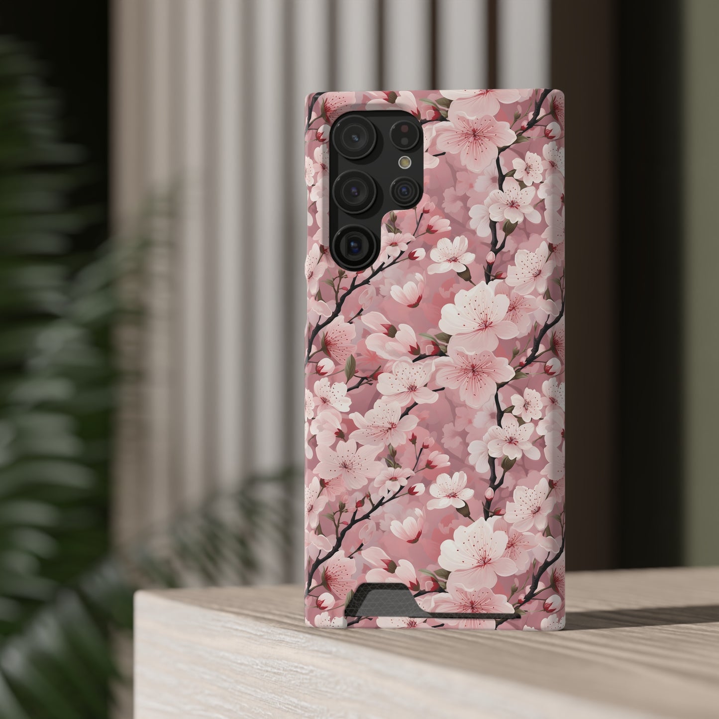 Cherry Blossom iPhone and Samsung Case With Card Holder