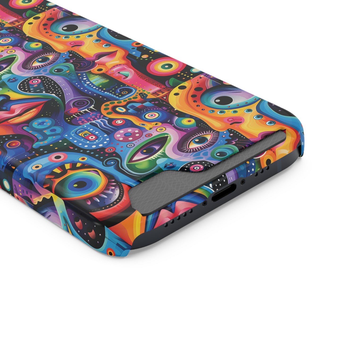 Psychedelic Visions Phone Case with Card Holder - Colorful and Stylish Design for Creatives
