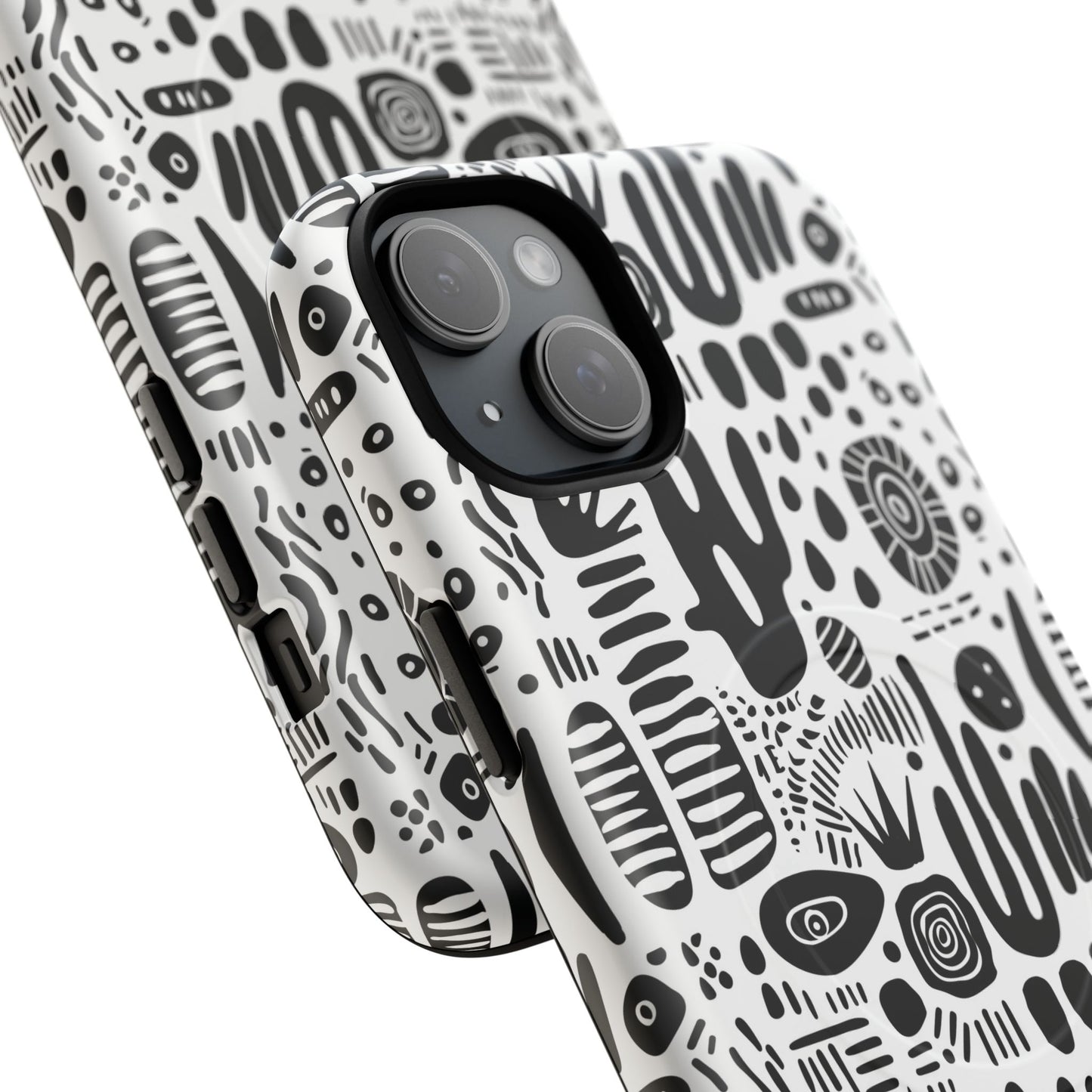 Abstract Monochrome Tough Magnetic iPhone Cases, Stylish Phone Cover, Durable Phone Protector, Modern Tech Accessories, Unique Gift Ideas