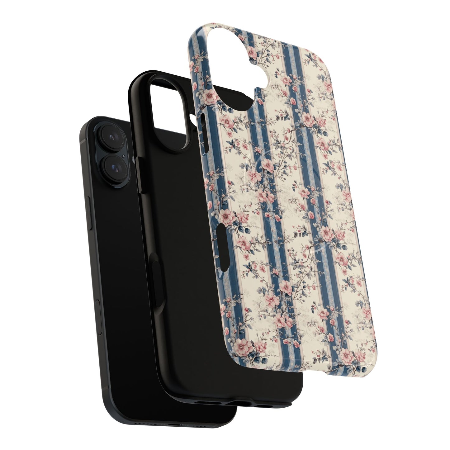 Victorian Rose Stripe iPhone Case, Tough Magnetic Cases for Stylish Protection, Flower Pattern iPhone Cover, Trendy Gift Idea for Her