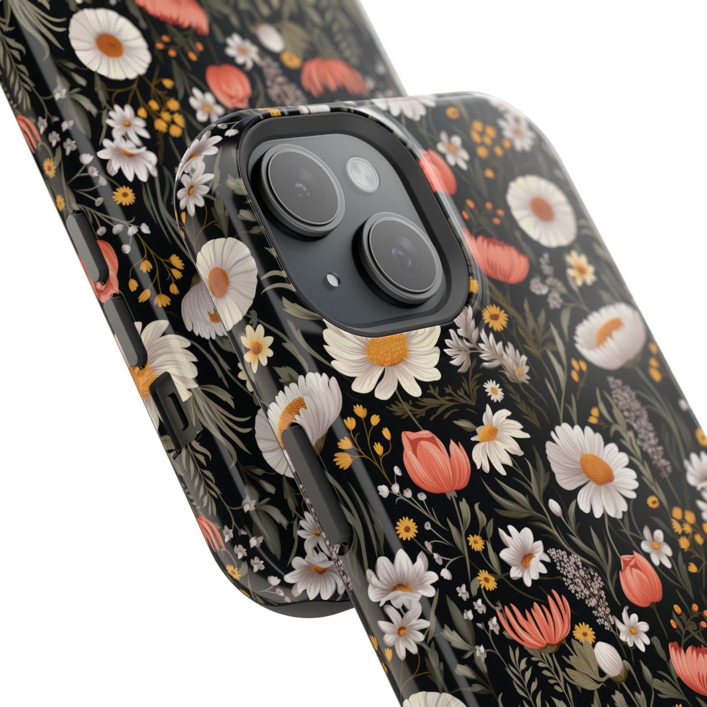 Blossom Elegance: Noir Garden Magnetic Tough iPhone Cases