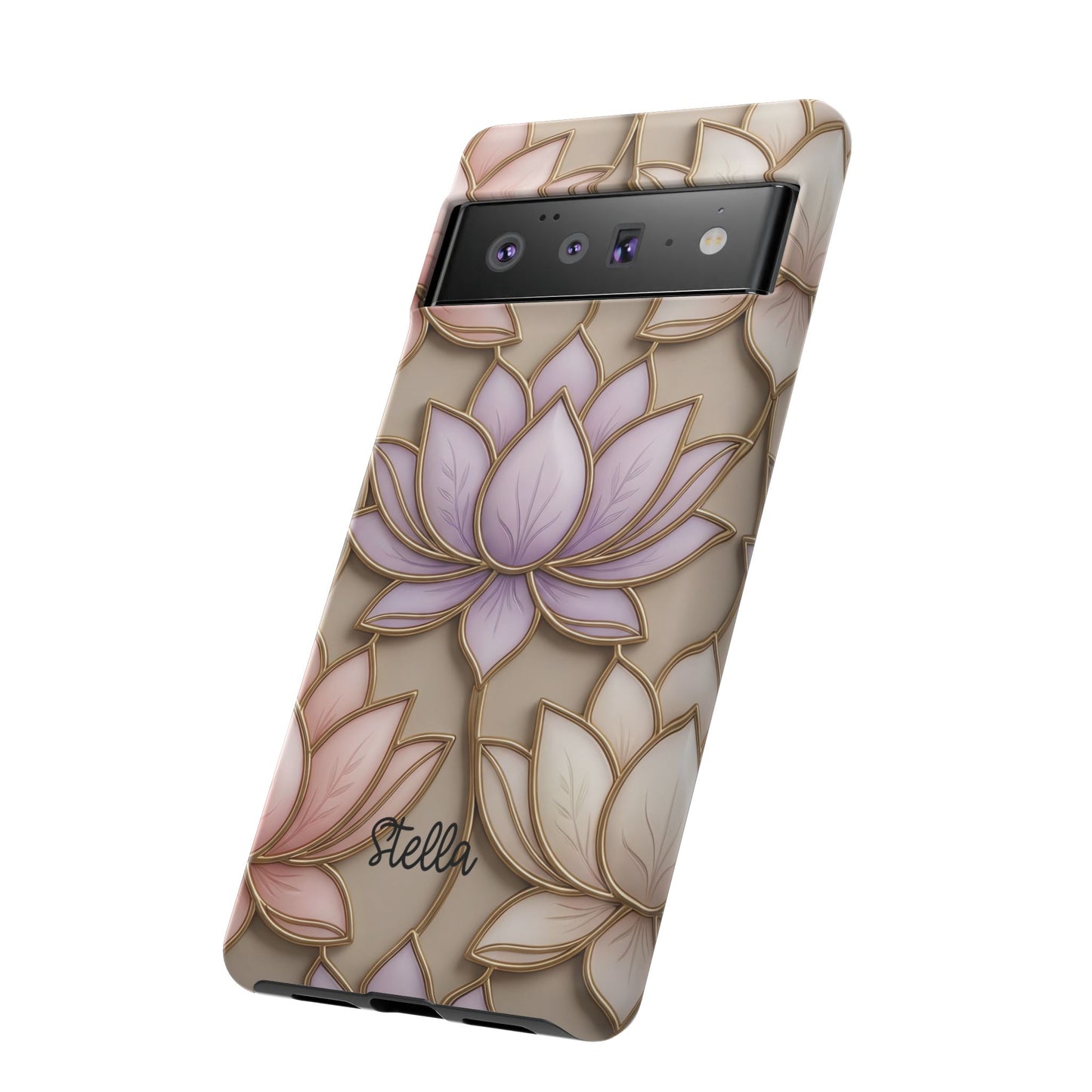 Personalized Lotus Floral Stained Glass Effect Tough Phone Case