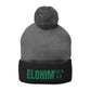 Pom-Pom Knit Cap with 'ELOHIM, GENESIS 1:1'  Embroidery Beanie - Stylish Winter Accessory for All Ages, Perfect Gift for Birthdays, Holidays, and Outdoor Activities