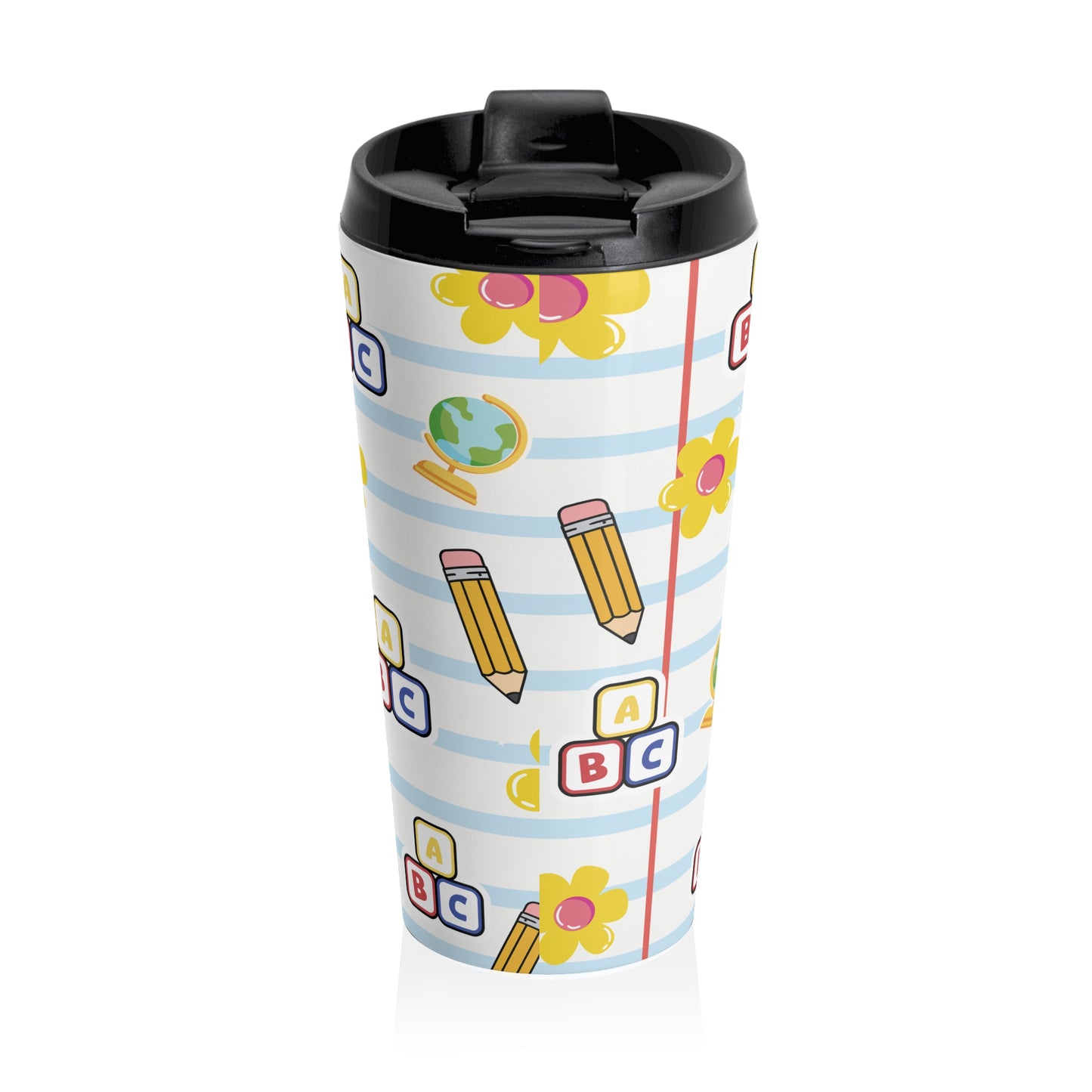 Customizable White SchoolYard Chic Composition Book Inspired Travel Mug, Personalized Gift for Teachers, Back to School Drinkware, Christmas Present, Stylish Coffee Cup