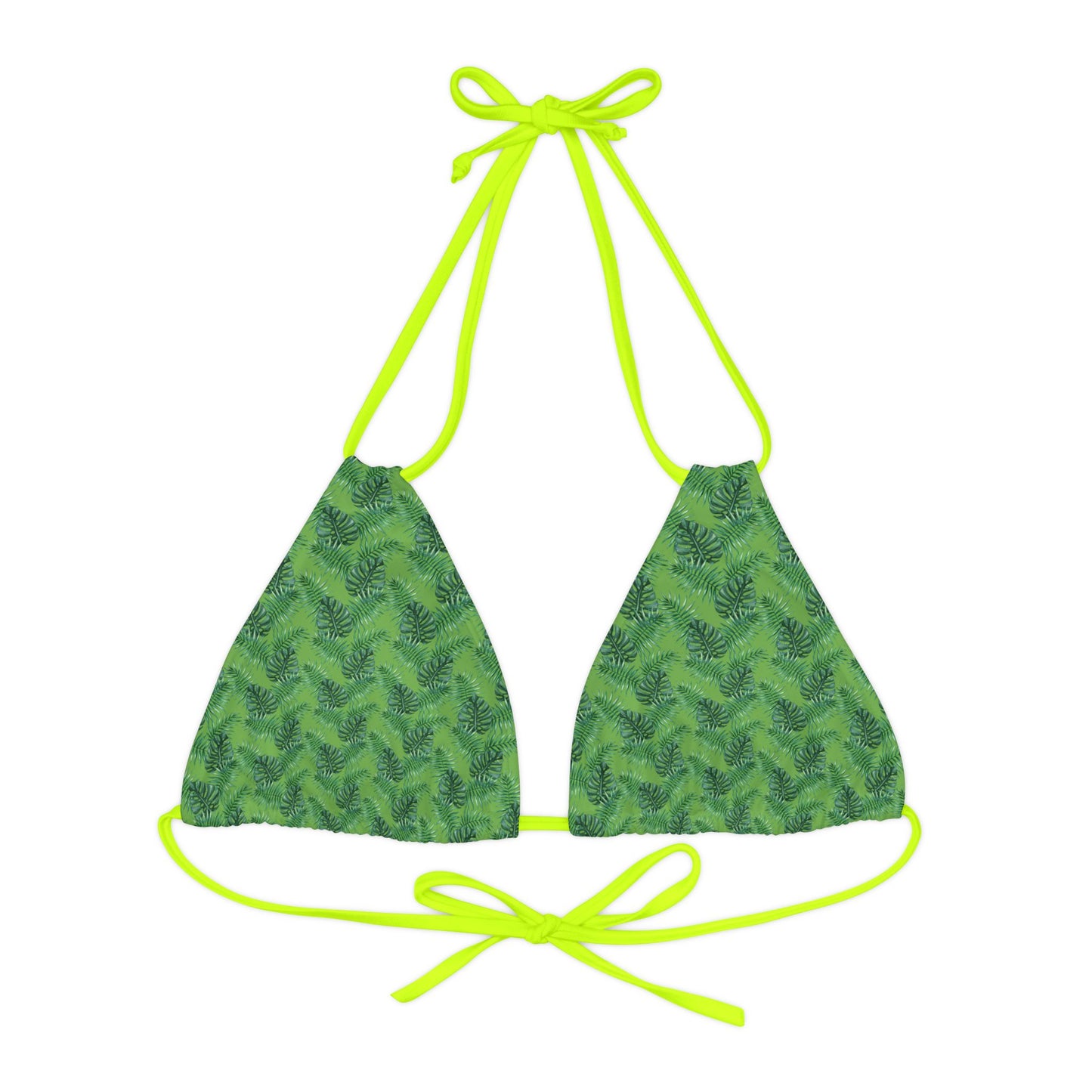 Green Tropical Bliss Strappy Triangle Bikini Top (AOP)- (PY)