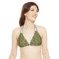 Brown Tropical Bliss Strappy Triangle Bikini Top (AOP)- (PY)