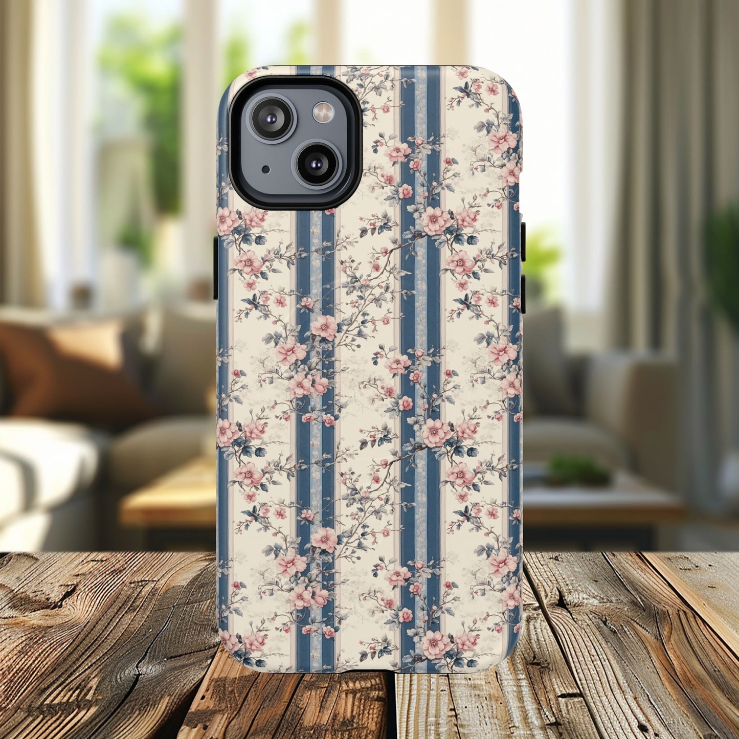 Victorian Rose Stripe iPhone Case, Tough Magnetic Cases for Stylish Protection, Flower Pattern iPhone Cover, Trendy Gift Idea for Her