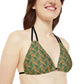 Brown Tropical Bliss Strappy Triangle Bikini Top (AOP)- (PY)
