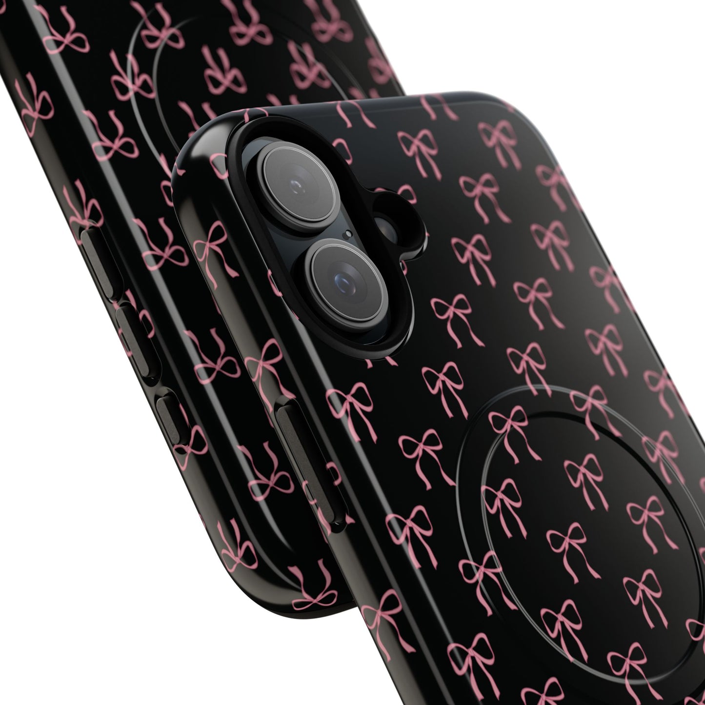 Coquette Chic Bow-Patterned Tough Magnetic iPhone Case, Stylish Gift for Her, Protective iPhone Cover, Trendy Accessory, iPhone Birthday Gift, Fashionable Tech