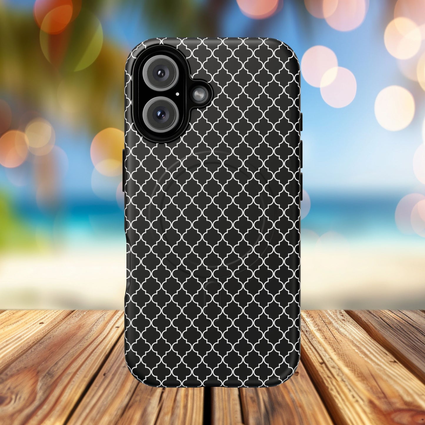 Noir Mosaic Tough iPhone Magnetic Case, Geometric Patterned Case, Durable iPhone Cover, Unique Tech Accessories, Perfect Gift for Him/Her