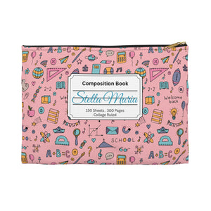 Personalized Pink Chalkboard Chic Composition Book Inspired Accessory Pouch, Kids School Supplies, Classroom Organizer, Teacher Gift, Fun Stationery Case, Back to School