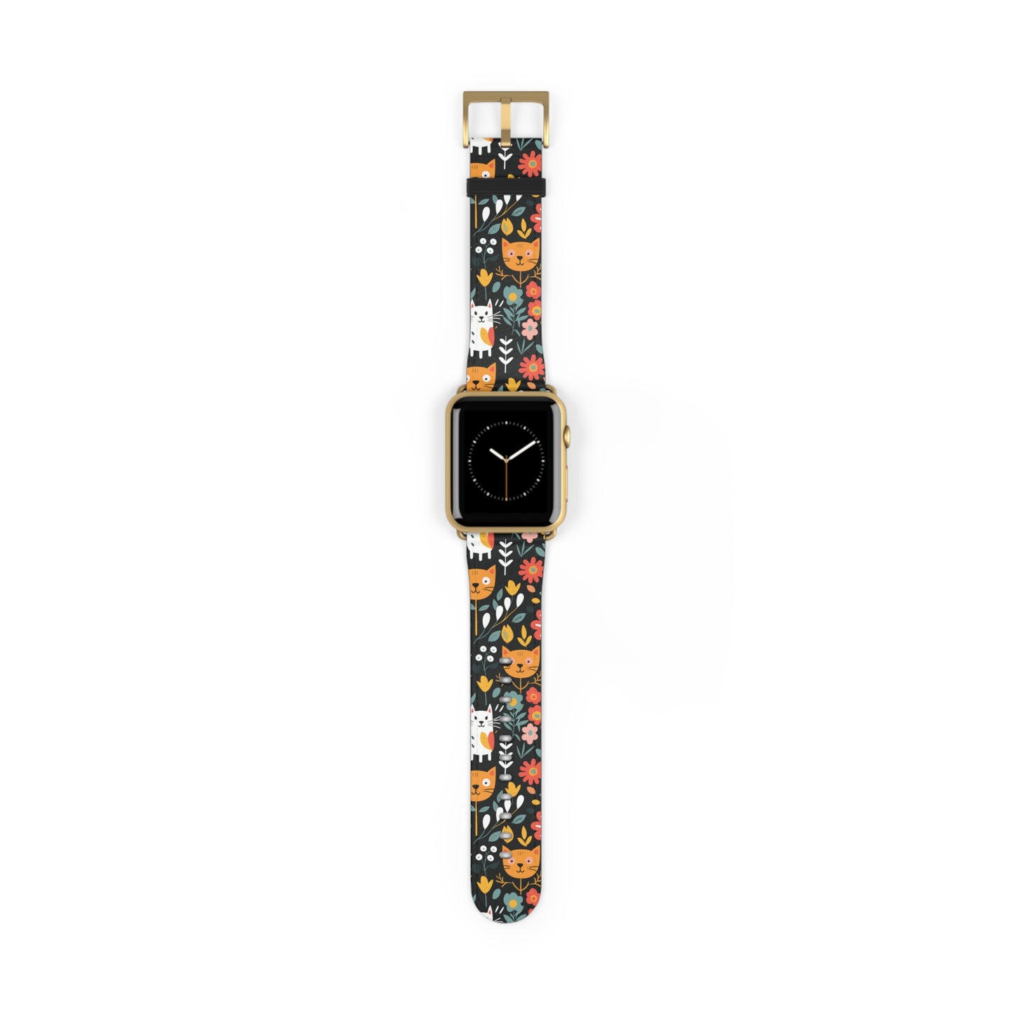 Whimsical Feline Garden Watch Band for Pet and Floral Lovers,