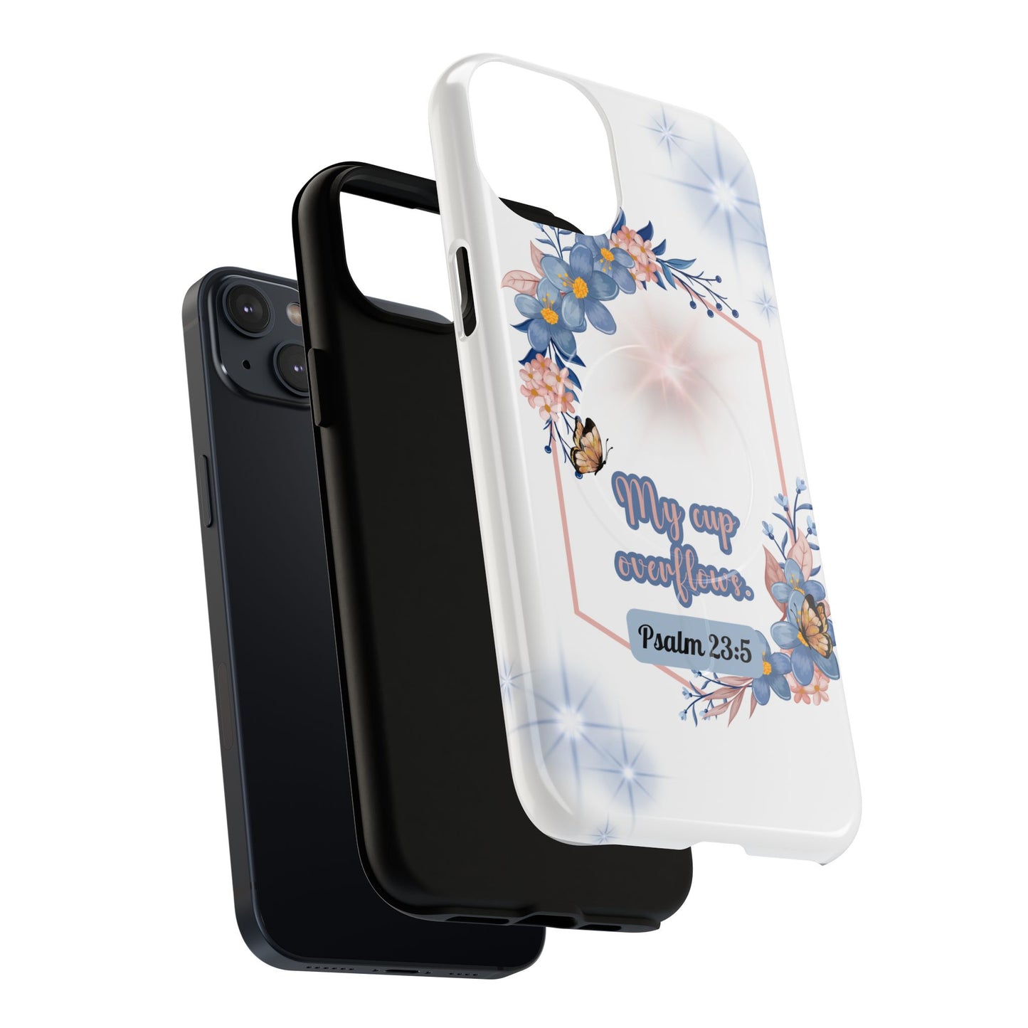 My Cup Overflows Psalm 23:5 | Inspirational Gift, Tough iPhone Magnetic Case | Scripture, Bible Verse, MagSafe® iPhone® Tough Case, iPhone 14, iPhone 15, iPhone 16, Pro, Pro Max, Plus