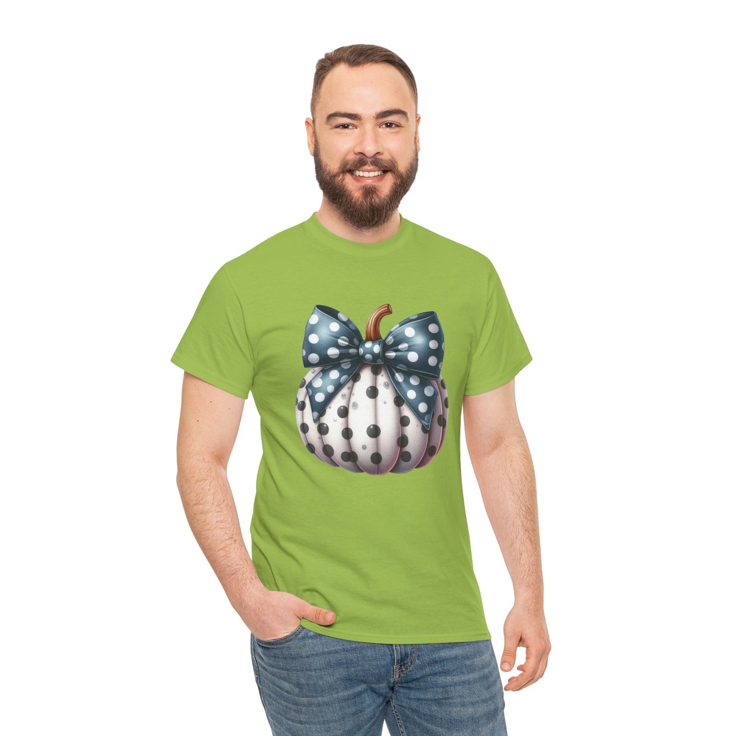 Polka Dot Pumpkin Charm Unisex Heavy Cotton Tee