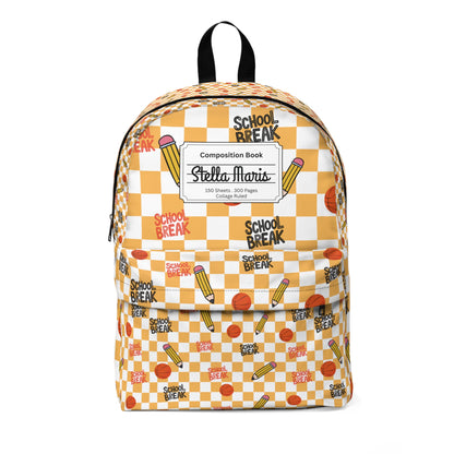 Personalized Orange Schoolyard Chic Composition Book Inspired Colorful Kids' Backpack, School Bag, Fun Pattern Backpack, Cute Child's Rucksack, Composition Backpack, Unique School Supplies