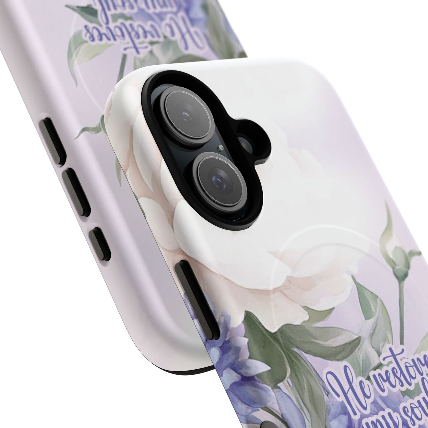 He Restores My Soul Tough iPhone Magnetic Cases, Christian Gift, MagSafe® iPhone® Tough Case, iPhone 13, 14, iPhone 15, iPhone 16, 17, Pro, Pro Max, Plus