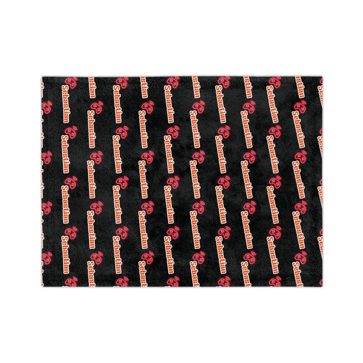 Personalized Name Velveteen Microfiber Blanket — Black Patterned ‘Smile’ Script Cozy Throw