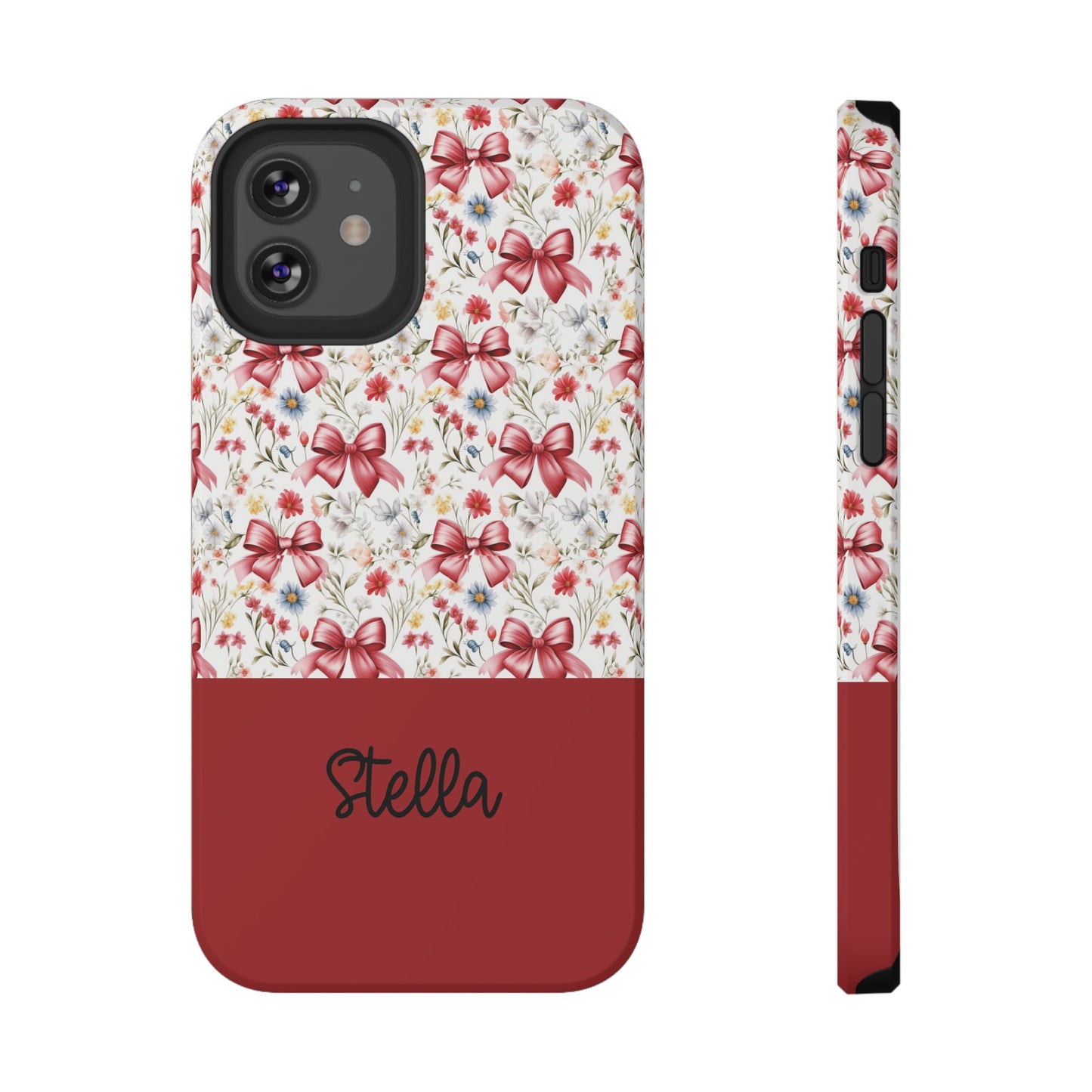 Personalized Rosette Coquette Floral Bow iPhone and Samsung Impact-Resistant Case — Custom Name Case