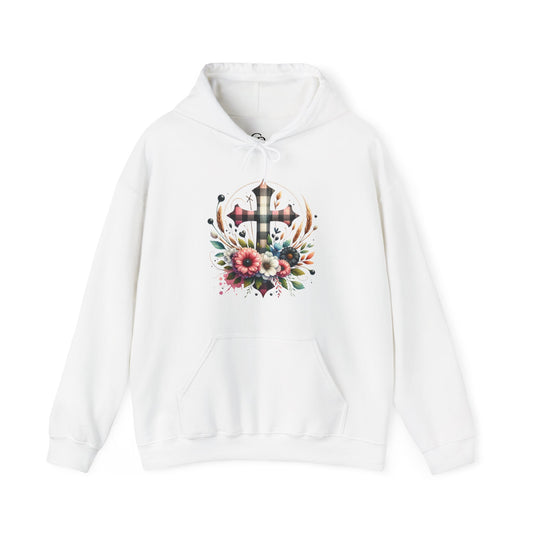 Faith and Floral Cross Unisex Gildan Hoodie Sweatshirt