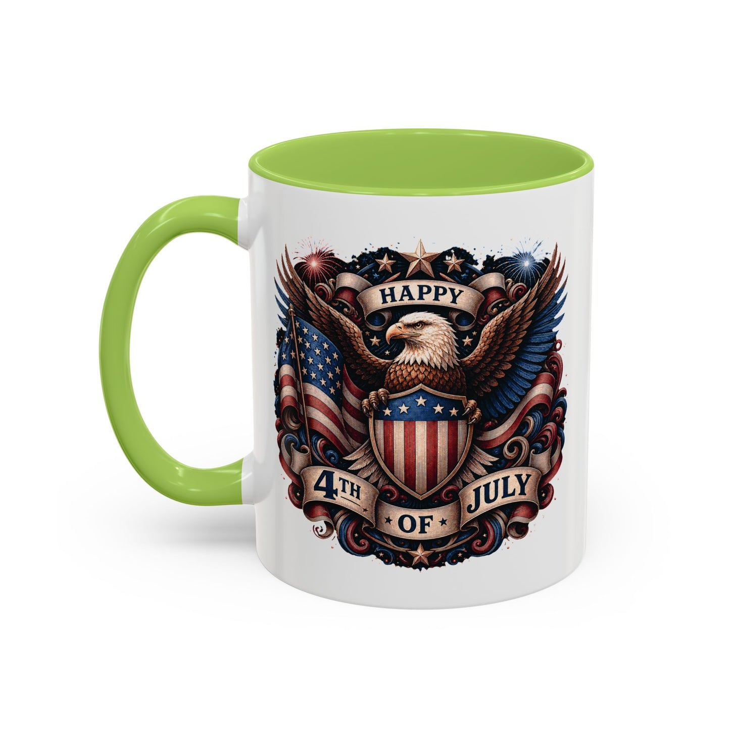 4th of July Eagle Coffee Mug — Patriotic American Flag Accent Mug (11/15oz)