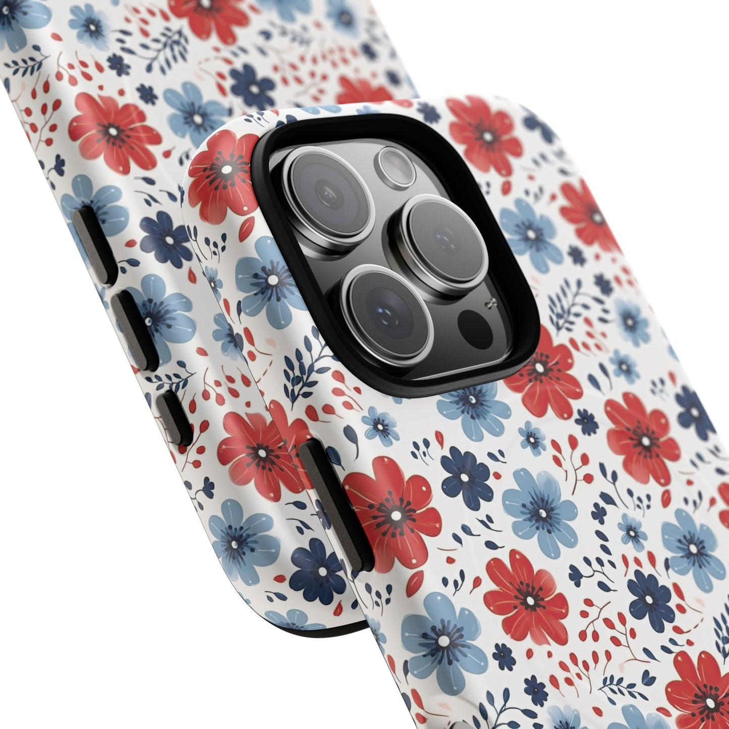 Patriotic Floral Dreams Tough Magnetic iPhone Cases, Durable, Stylish, Gift for Her, Protective Phone Cover, Spring Floral Design