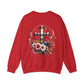 Faith and Floral Cross Unisex Heavy Gildan Blend™ Crewneck Sweatshirt.