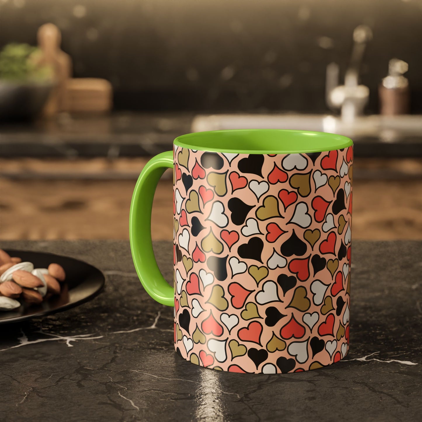 Heart Patterned Coffee Mug - Colorful Love Design, Perfect for Gifts & Celebrations