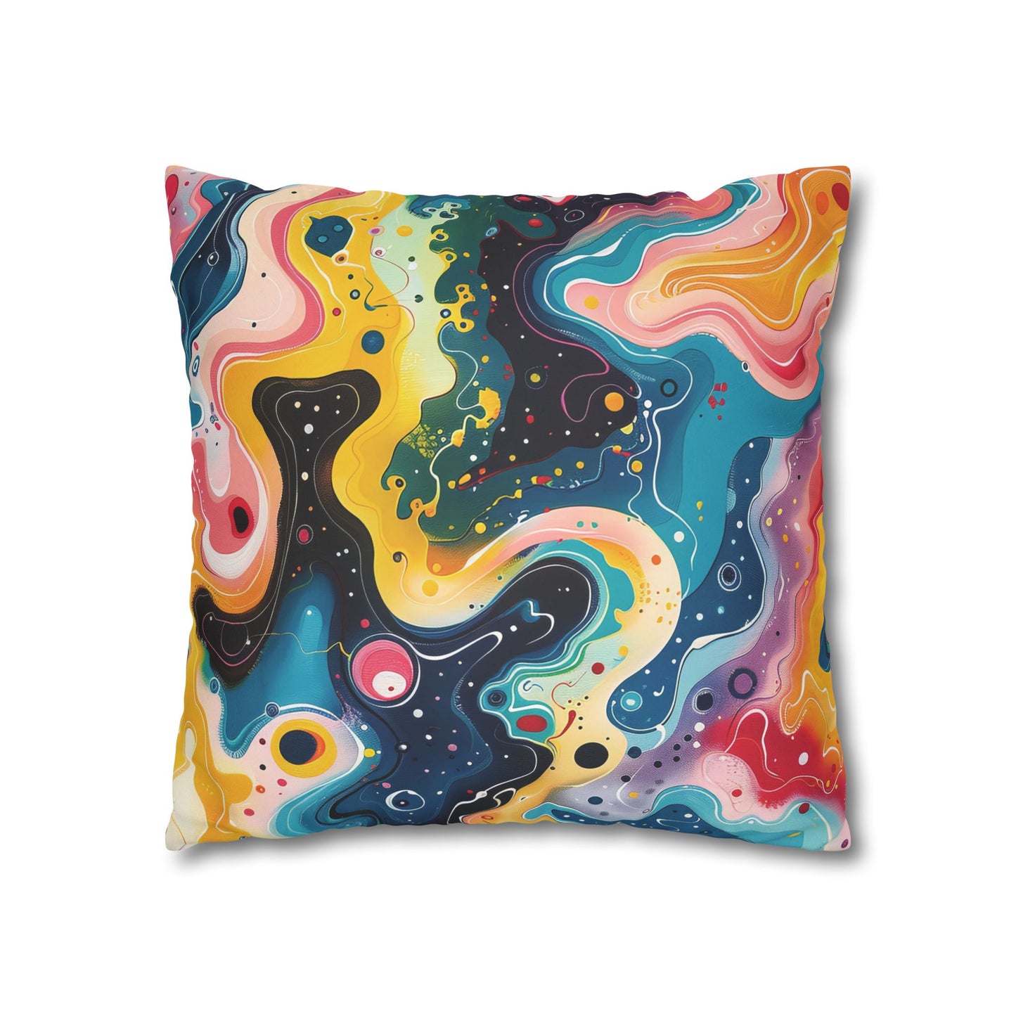 Psychedelic Visions Vibrant Abstract Art Pillowcase - Colorful Decorative Faux Suede Cushion Cover