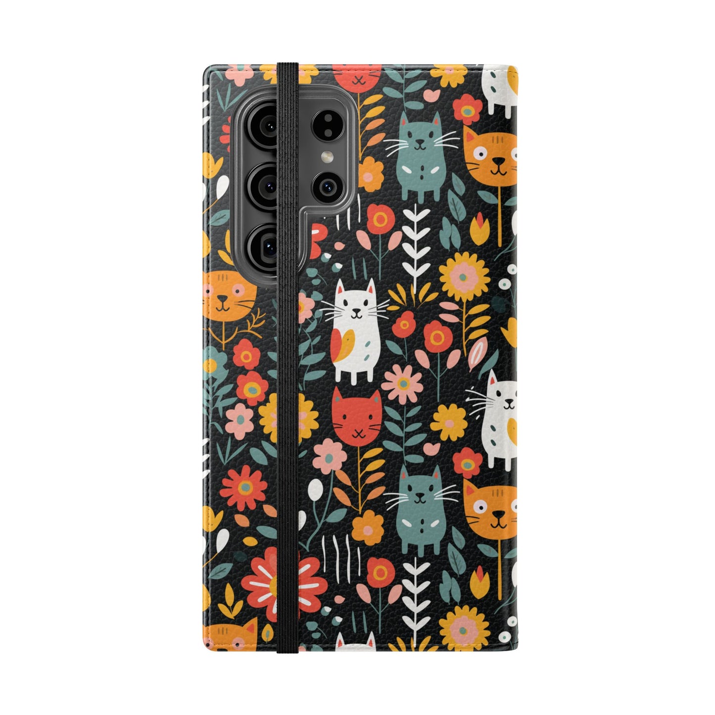 Whimsical Feline Garden iPhone and Samsung Flip Cases