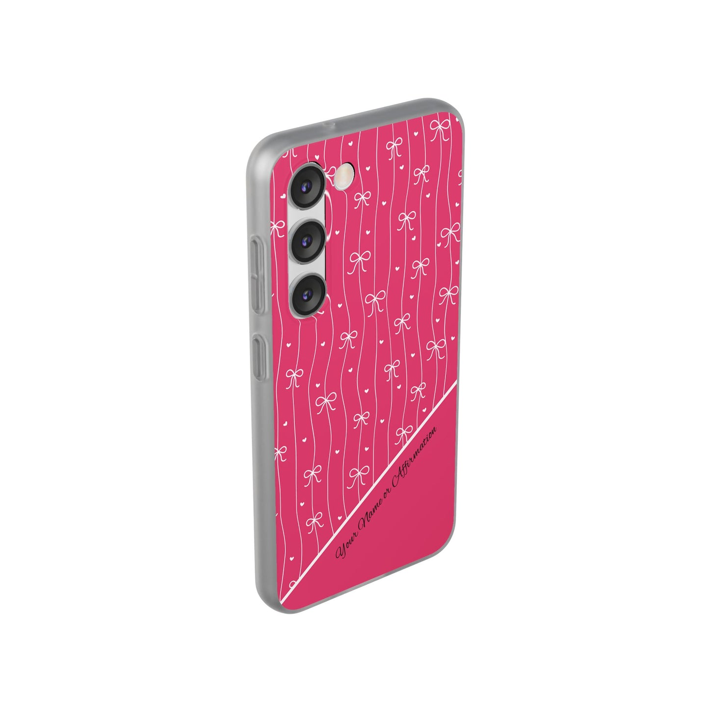 Personalized Pink Bow Coquette Slim Flexi iPhone and Samsung Cases — Custom Name or Affirmation