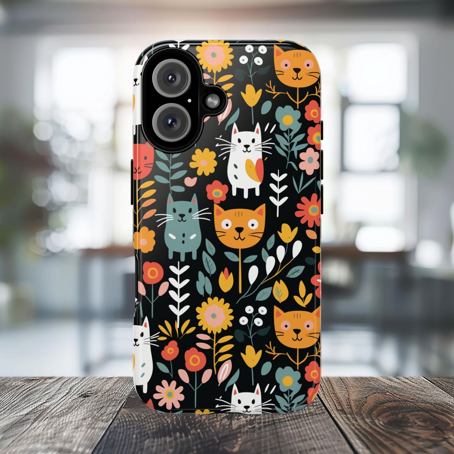 Whimsical Feline Garden iPhone, Samsung or Google Pixel Tough Cases