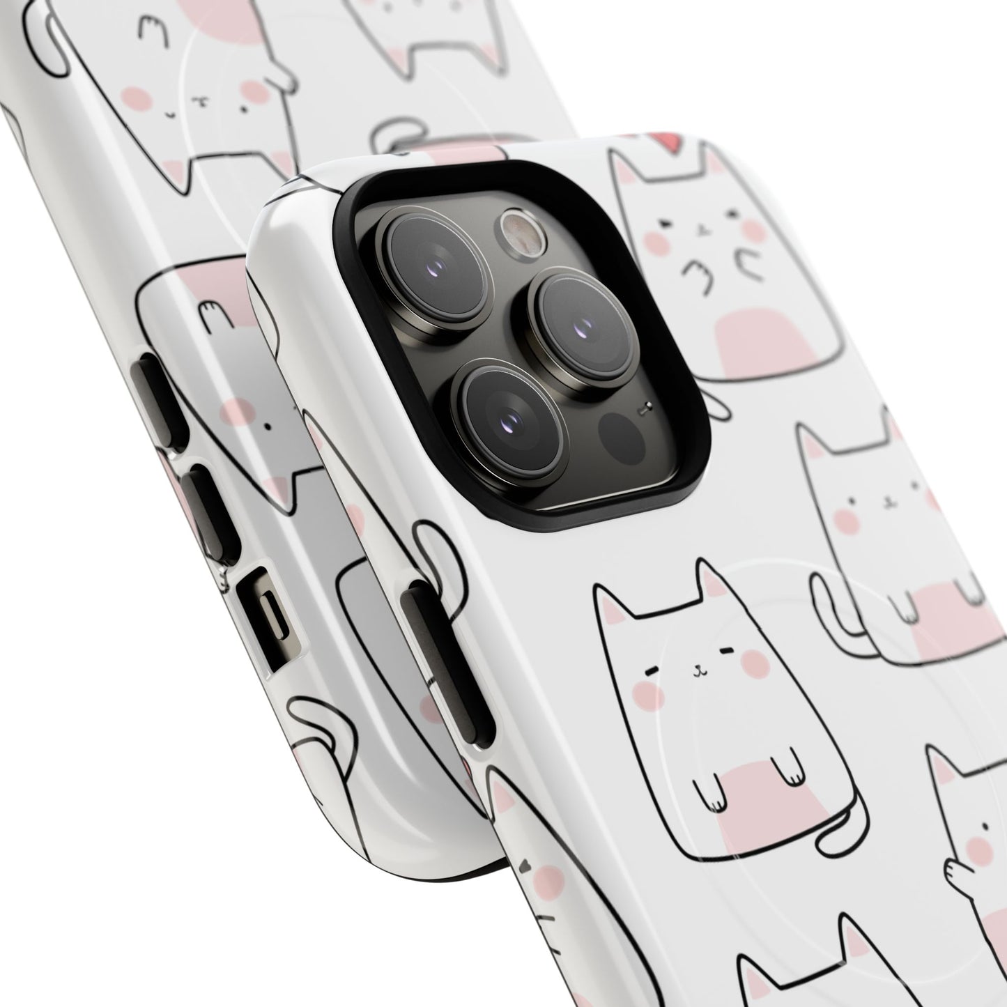 Cute Kawaii Cat Tough Magnetic iPhone Case, Cute Cat Lover Gift, Kawaii iPhone Cover, Tough iPhone Case, Unique Pet Themed Accessory,