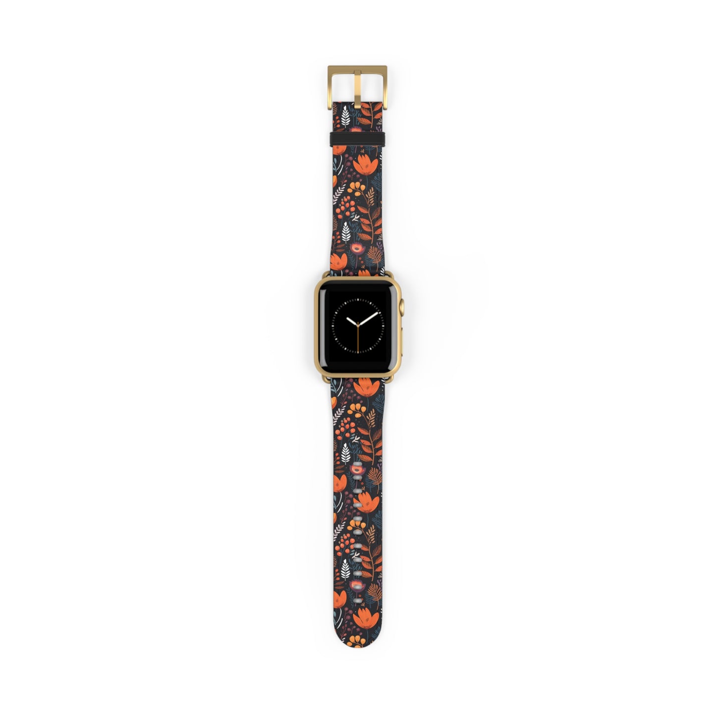 Autumn Bloom Floral Patterned Watch Band - Boho Chic Accessory, Gift for Her, Adjustable Strap for Smartwatch, Trendy Wristband, Floral Design.