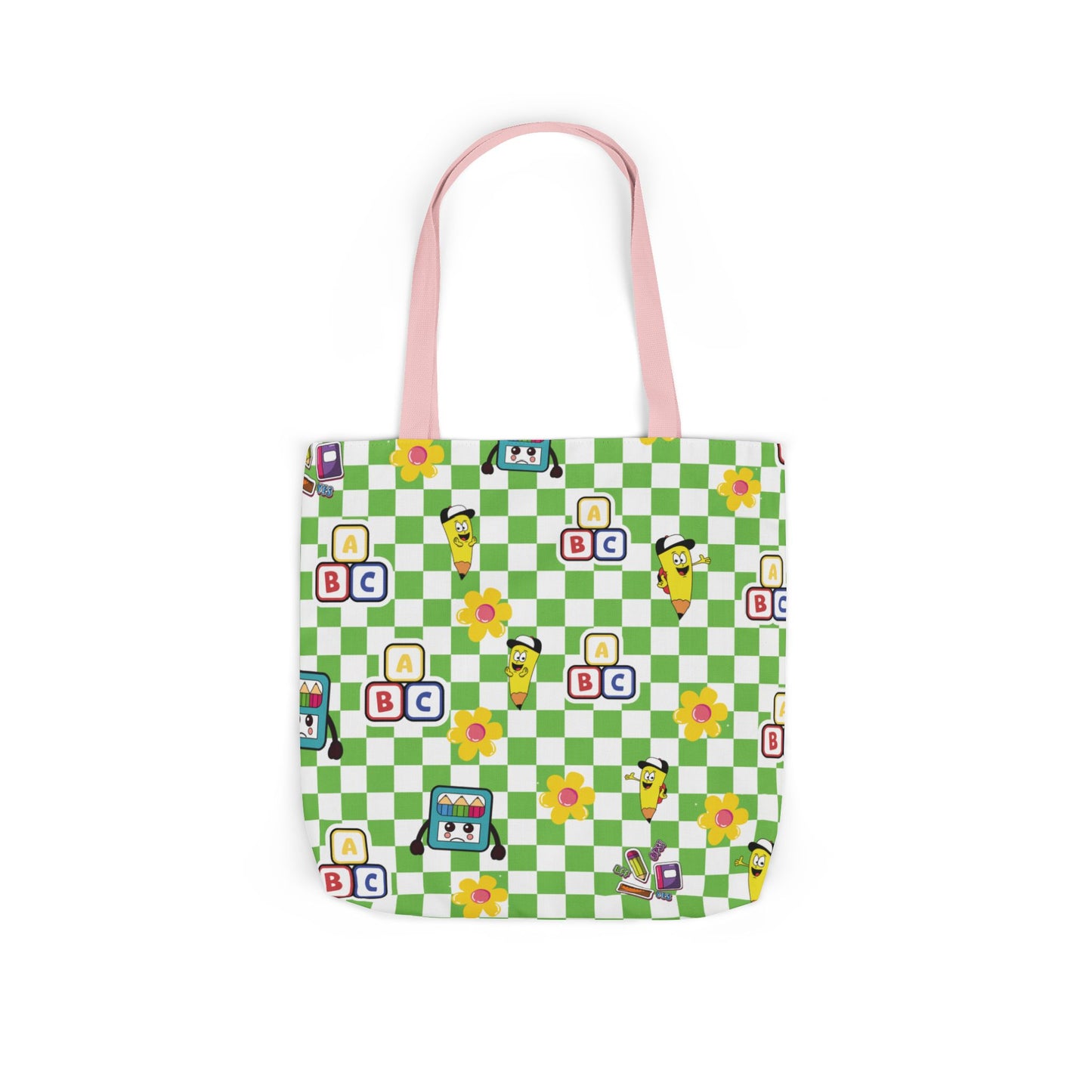 Personalized Green Schoolyard Chic Composition Book Inspired Canvas Tote Bag with Colorful Straps, Cute School Bag, Eco-Friendly Tote, Back to School Shopping Bag, Teacher Gift Idea