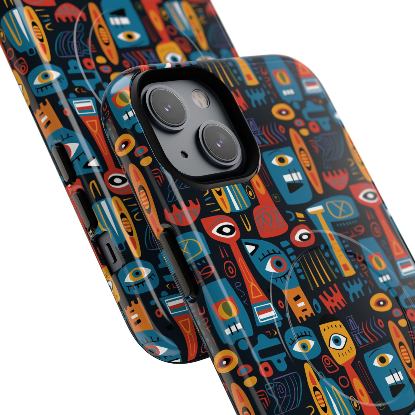 Personalized Tough MagSafe Magnetic iPhone Case — Colorful Abstract Totem Custom Name