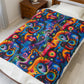 Psychedelic Visions Vibrant Abstract Faces Velveteen Plush Blanket