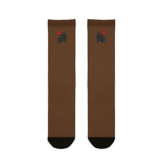 Black Cat and Heart Sublimation Crew Socks