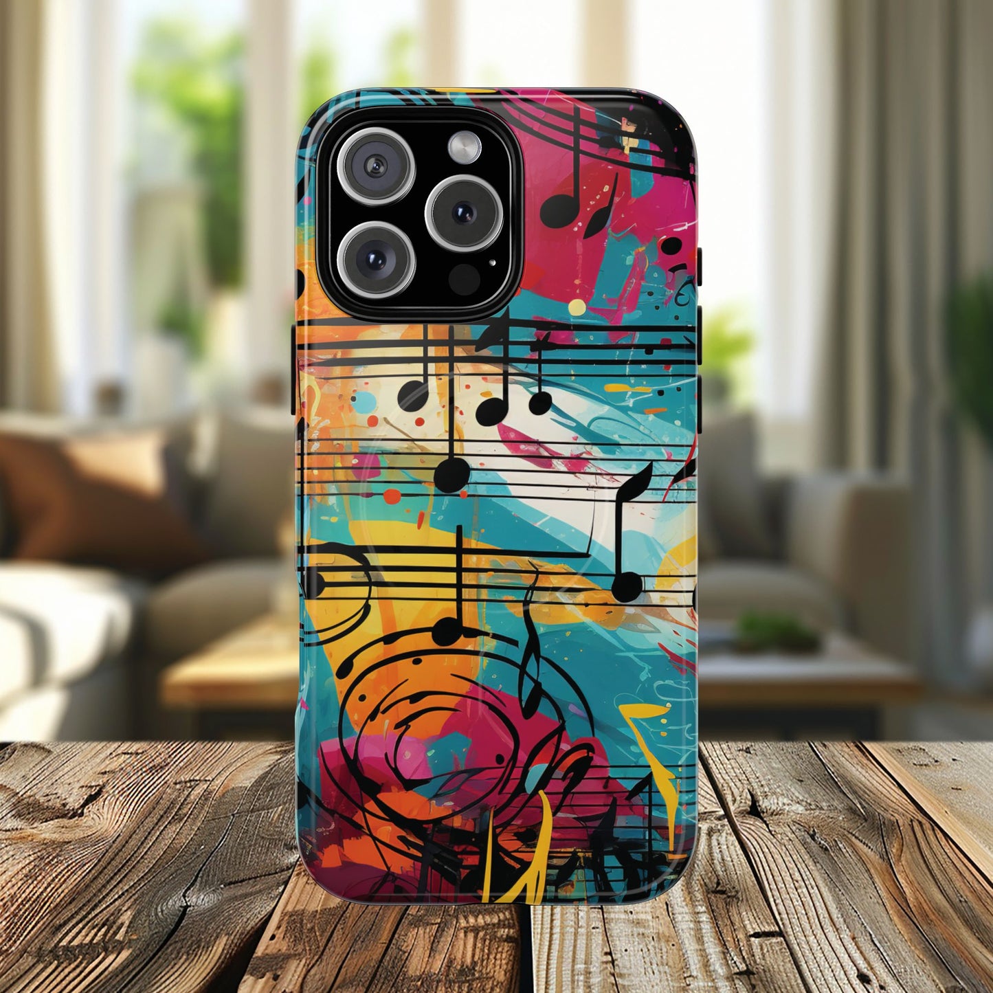 Vibrant Music Note Phone Case, Tough Magnetic Case, Music Lover Gift, Colorful Phone Accessory, Customizable Phone Cover, Unique Gift Idea