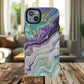 Stylish Purple Acrylic Tough Magnetic iPhone Cases, Unique Protective Cases for iPhone, Colorful Marble Design, Great Gift for iPhone Lovers